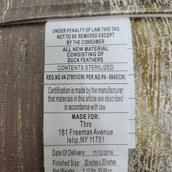 Marlo Lorenz Gold Metallic & Bronze& Oatmeal Color Square Pillow Throw Decor - Picture 5 of 5